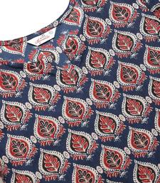 Navy blue and maroon printed straight kurta