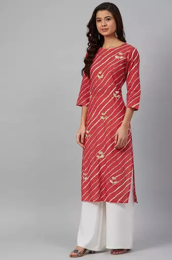 Red leheriya gota patti kurta