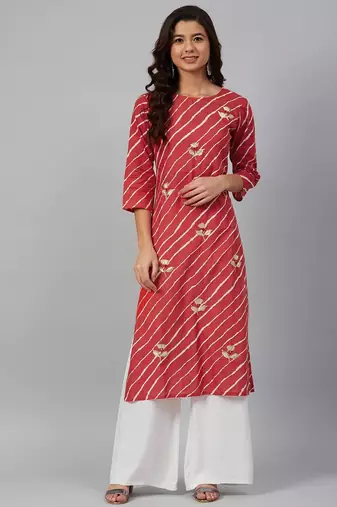 Red leheriya gota patti kurta