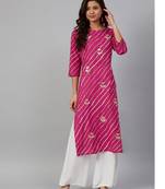 Pink leheriya gota patti kurta