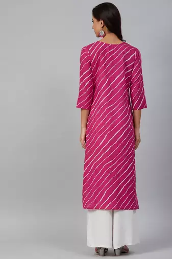 Pink leheriya gota patti kurta