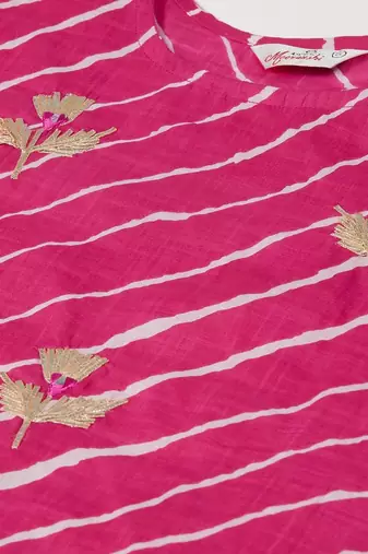 Pink leheriya gota patti kurta