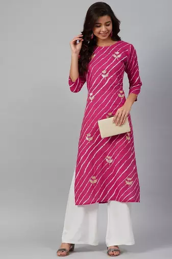 Pink leheriya gota patti kurta