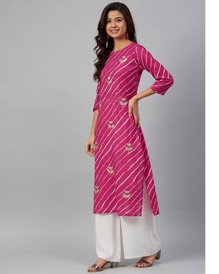 Pink leheriya gota patti kurta 5