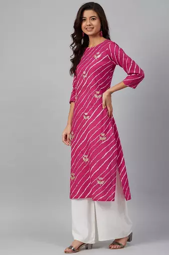 Pink leheriya gota patti kurta