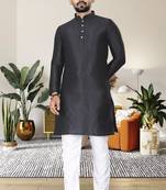 Black jacquard straight kurta with pyjama