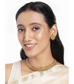 traditional stylish golden necklace with earrings mc058fl