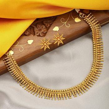 traditional stylish golden necklace with earrings mc058fl 2