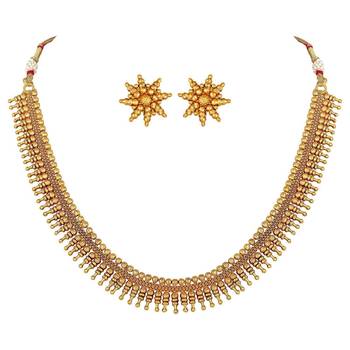 traditional stylish golden necklace with earrings mc058fl 3