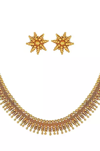 traditional stylish golden necklace with earrings mc058fl