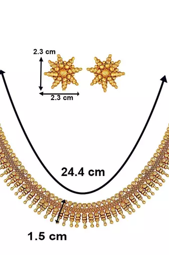 traditional stylish golden necklace with earrings mc058fl