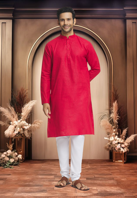 Maroon cotton kurta pyjama 1