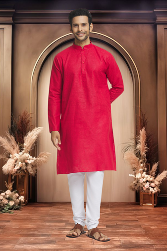 Maroon cotton kurta pyjama