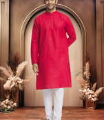 Maroon cotton kurta pyjama