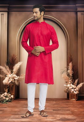Maroon cotton kurta pyjama 2
