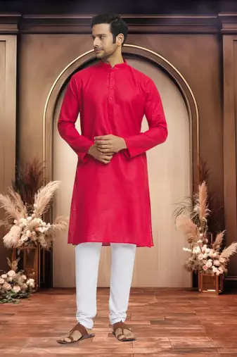 Maroon cotton kurta pyjama