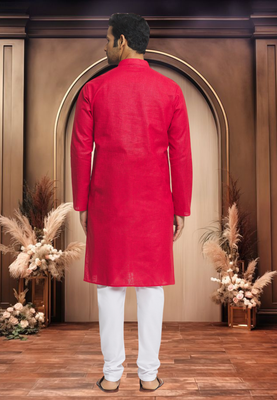 Maroon cotton kurta pyjama 3
