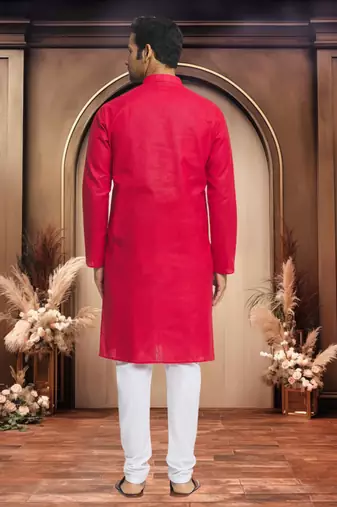 Maroon cotton kurta pyjama