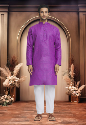Purple cotton kurta pyjama 1