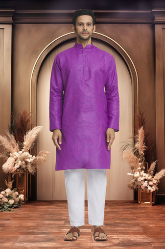 Purple cotton kurta pyjama