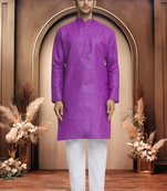 Purple cotton kurta pyjama
