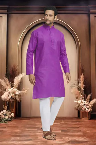 Purple cotton kurta pyjama