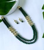 traditional stunning white stone studded layered pearl necklace jewellery set 