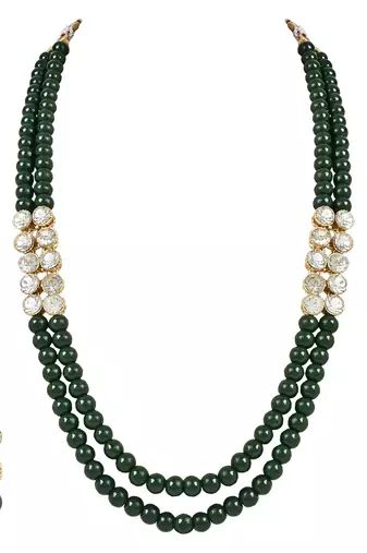 traditional stunning white stone studded layered pearl necklace jewellery set 