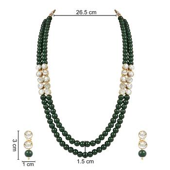 traditional stunning white stone studded layered pearl necklace jewellery set  5