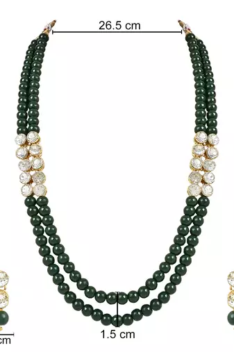 traditional stunning white stone studded layered pearl necklace jewellery set 