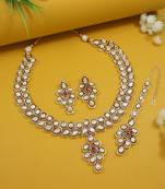 traditional maroon meenakari handcrafted kundan necklace jewellery set 