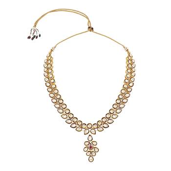 traditional maroon meenakari handcrafted kundan necklace jewellery set  2