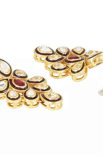 traditional maroon meenakari handcrafted kundan necklace jewellery set 