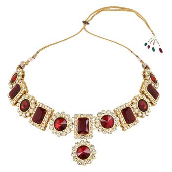 traditional stone studded necklace jewellery set  2