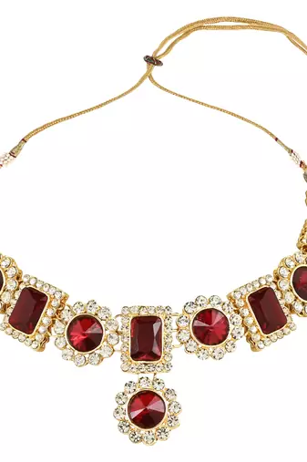traditional stone studded necklace jewellery set 