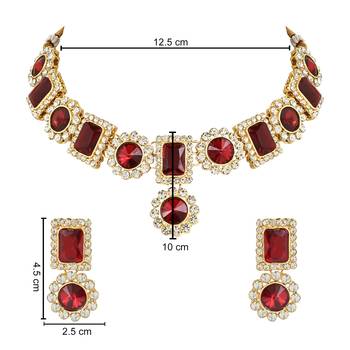 traditional stone studded necklace jewellery set  5