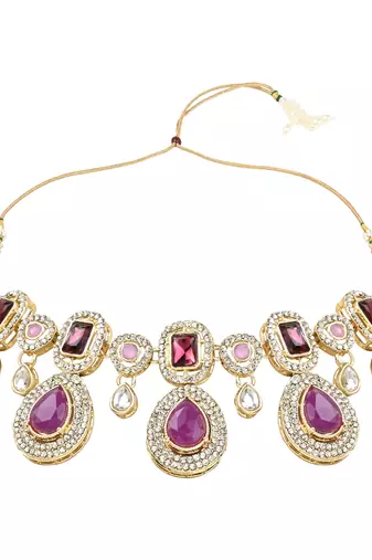 traditional kundan & stone choker necklace jewellery with earrings & maang tikka set 