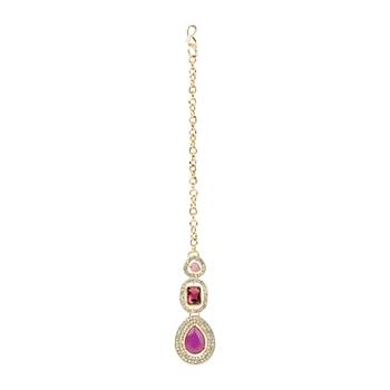traditional kundan & stone choker necklace jewellery with earrings & maang tikka set  5