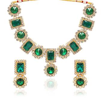 traditional stone studded necklace jewellery set  2