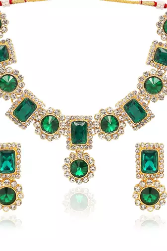traditional stone studded necklace jewellery set 