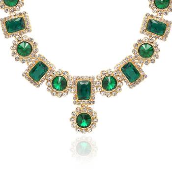 traditional stone studded necklace jewellery set  3