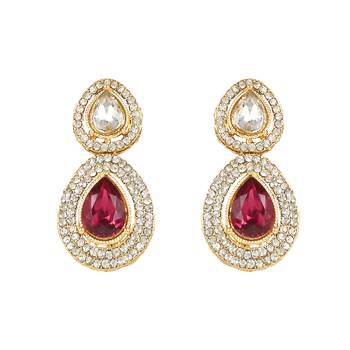 traditional kundan & stone studded choker necklace jewellery set with earrings & maang tikka  4