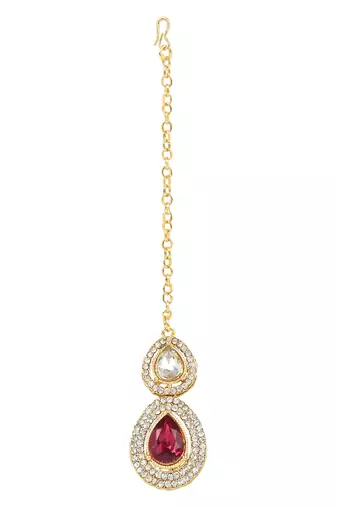 traditional kundan & stone studded choker necklace jewellery set with earrings & maang tikka 