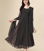 Black color georggette printed bandhni kurti with dupatta