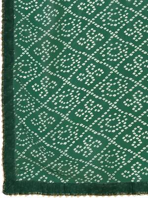 Green color georggette printed bandhni kurti with dupatta 5