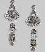 Laida oxidised silver-plated set of 2 earrings