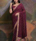 Smart And Ethnic Wine Festive Wear Traditional Saree