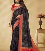 Black Heavy Woven Designer Georgette c Partywear Saree