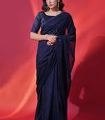 Smart And Trendy Blue Georgette c Bollywood Style Partywear Saree