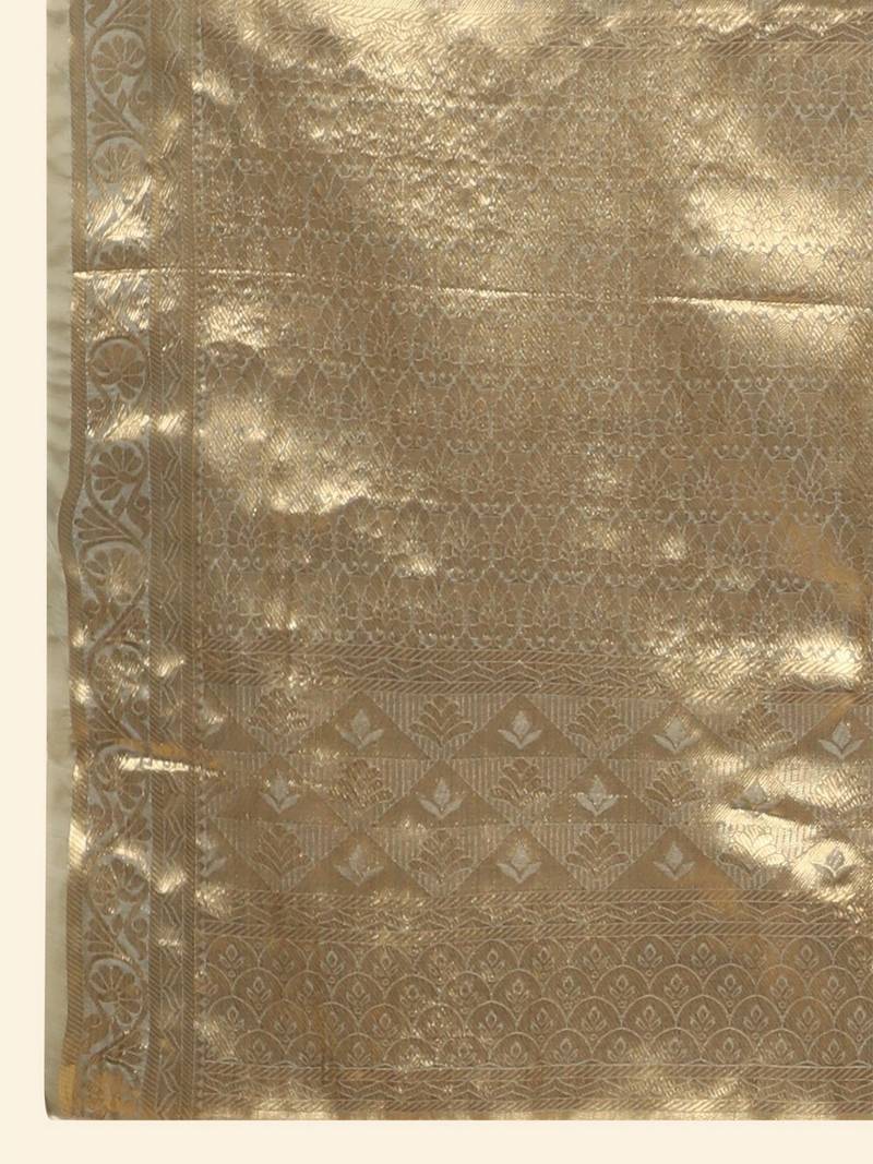 Grey Woven Silk Blend Party Wear Saree With Blouse